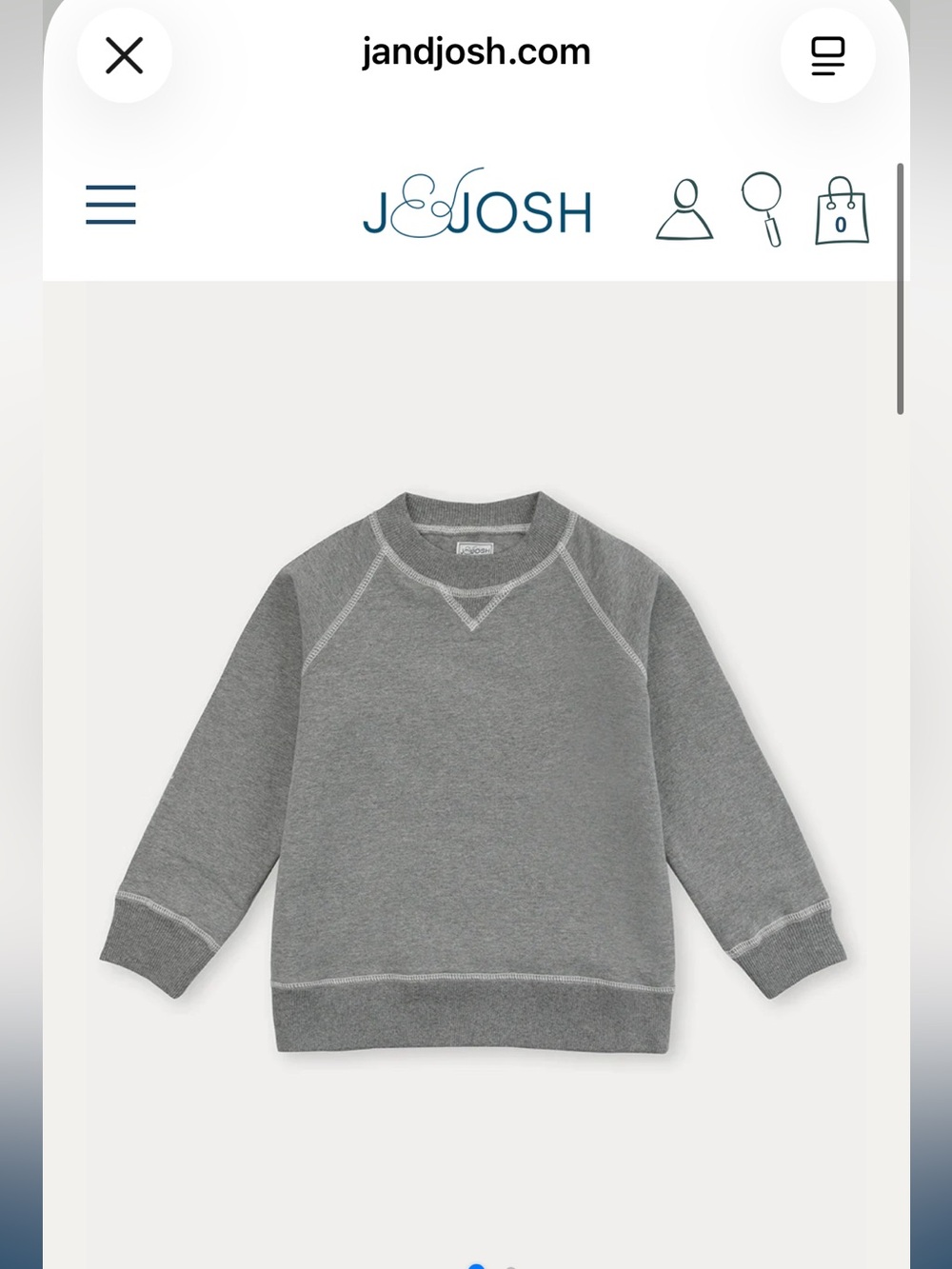 J&Josh Boys The Grey Sweatshirt Size 8Y Luxury Cotton Crewneck